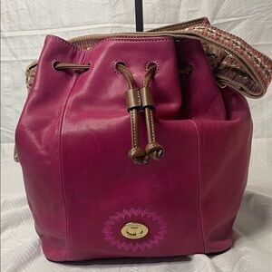 Tignanello - Pink Leather Drawstring Bag